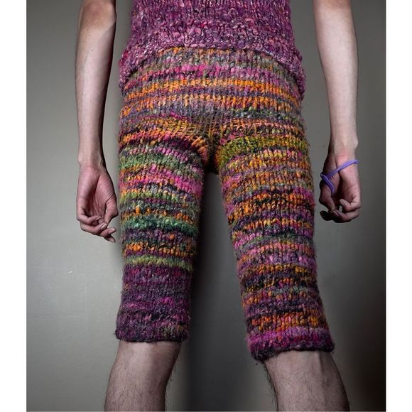 Crochet Pant Leggings Knit Shorts Halloween Colors Goth Grunge Neon